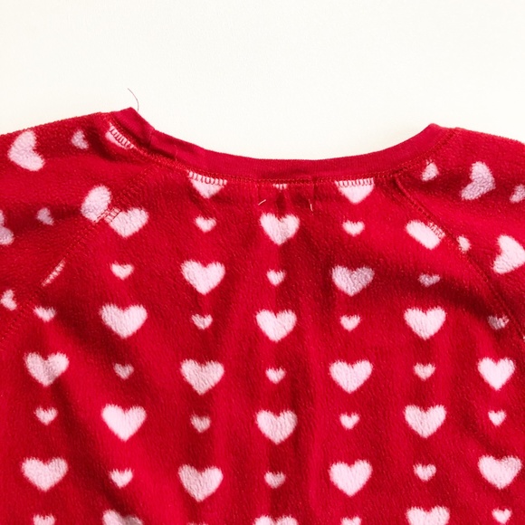 Leveret Hearts Valentines Fleece 2 Pc Pajamas PJ Set Big Girls Fits Size 8 - Picture 5 of 8